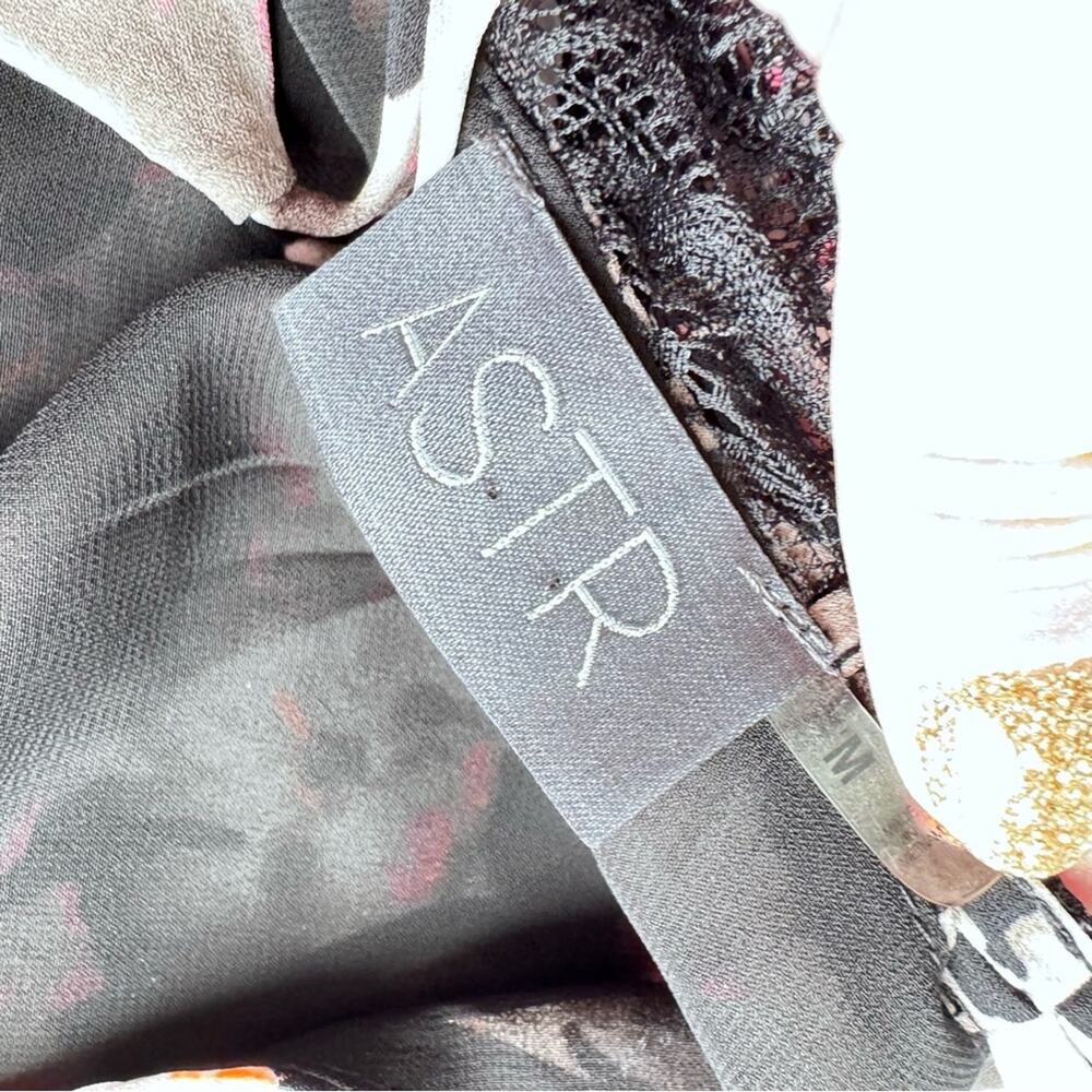 ASTR Multi Strap Hot Pink Gray Black Flowy Floral Tank Babydoll Luxury Oversize - Picture 6 of 7